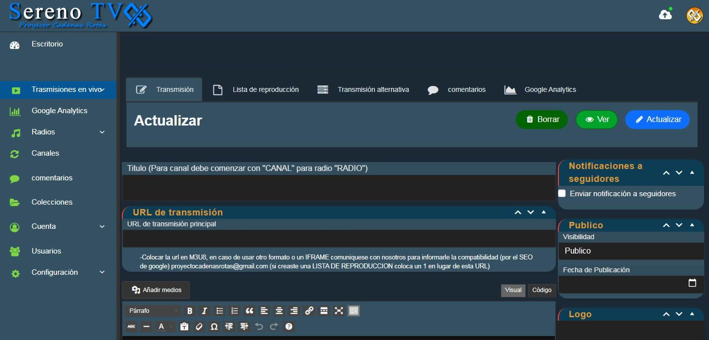 Subir streaming gratis